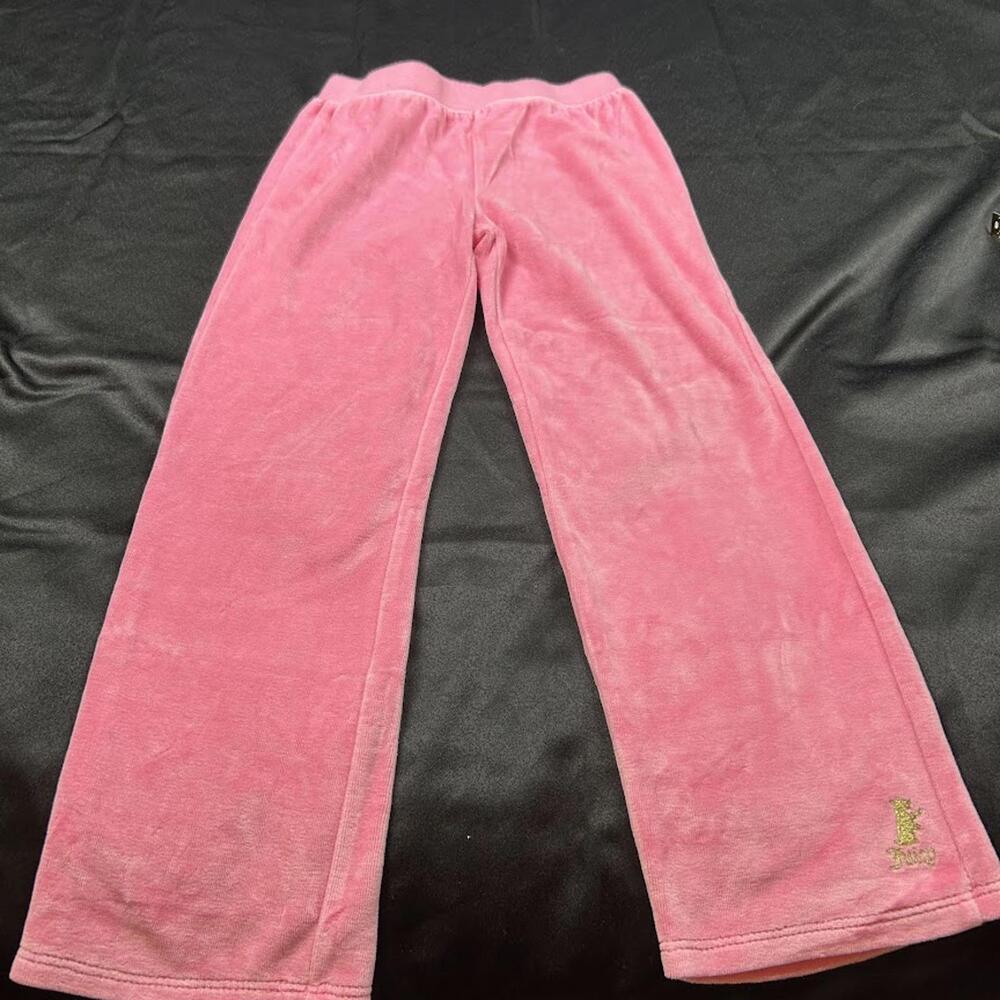 Juicy Couture GIRLS Pink Velvet Sweatpants Size 6Y